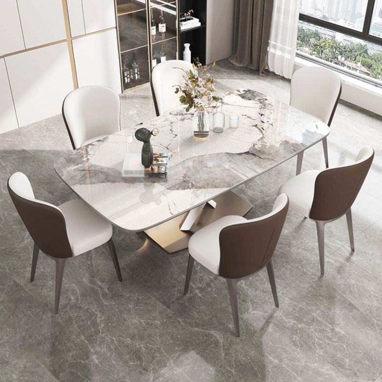 Metal Contemporary Rectangular Table Sintered Stone Dining Table with Pedestal Base Clearhalo ' dining_table' 'Dining Tables & Seating' 'Dining Tables' 'furn' 'furn_dining_table' 'Furniture' 'furniture_dining_table' 'Kitchen & Dining Furniture' 'kitchen&dining_furn' 'kitchen' 'kitchen_dining_table' 1200x1200_1e43ffee-edde-497c-a4e8-9d3257f2cc3c