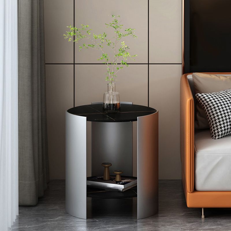 Tavolino moderno in pietra rotonda 19,69 "tavolo da fine 3 gambe alto con conservazione