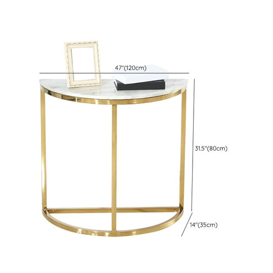 Glam Stone End Table Scratch Resistant Console Table for Hall Clearhalo 'Console Tables' 'console_tables' 'Entry & Mudroom Furniture' 'furn' 'furn_console_tables' 'Furniture' 1200x1200_1e48de52-a2ab-4da6-87cf-aa713fb183cf