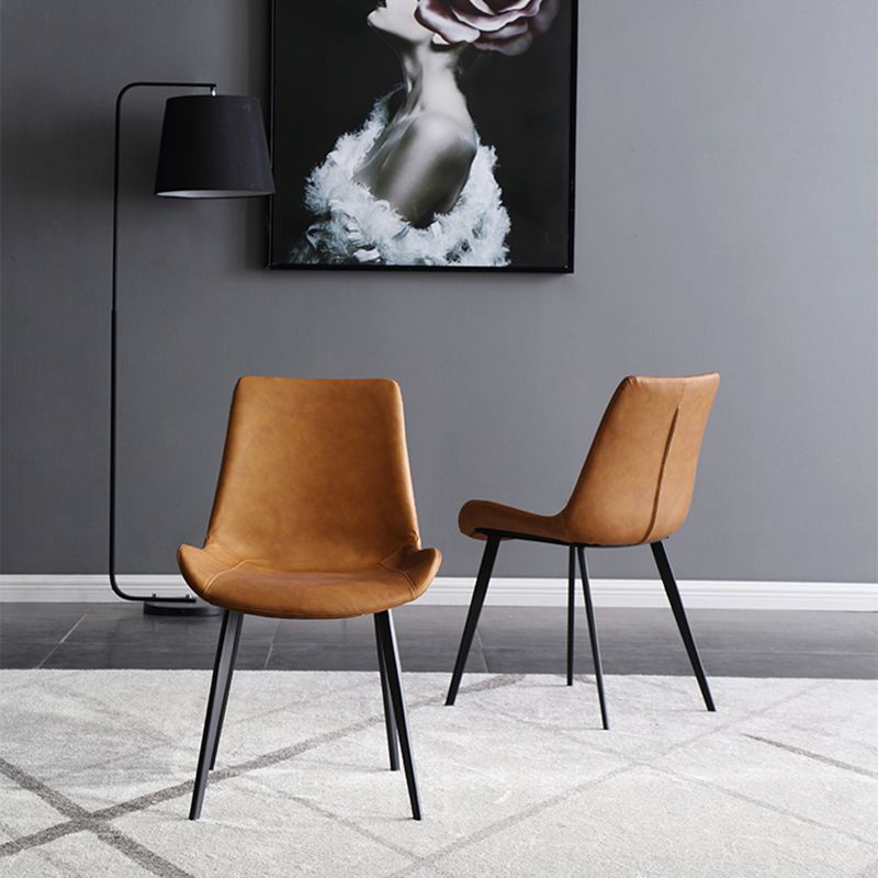 Modern Leather Restaurant Side Chair Matte Finish Solid Back Dining Chair (Set of 2) Clearhalo ' kitchen&dining_furn' 'Dining Chairs' 'Dining Tables & Seating' 'dining_chair' 'furn' 'furn_dining_chair' 'Furniture' 'furniture_dining_chair' 'Kitchen & Dining Furniture' 'kitchen' 1200x1200_1e497138-ff57-42ba-b655-1e2162ab252c