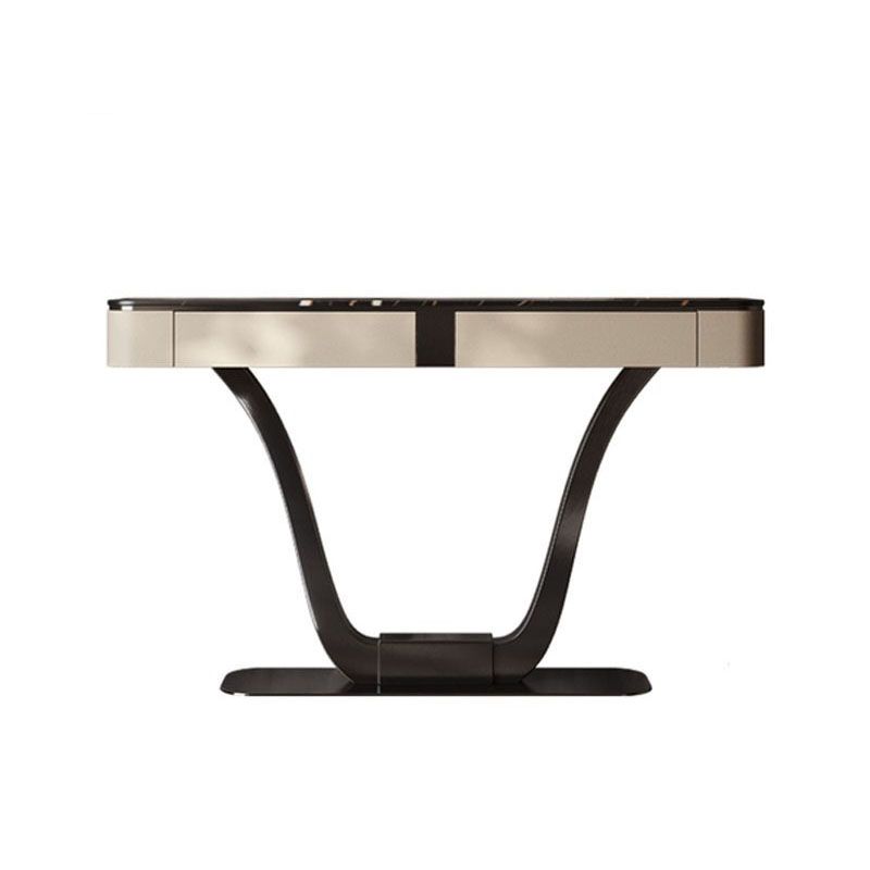 Glam Stone Accent Table 14 Inch Wide Console Table with Drawers