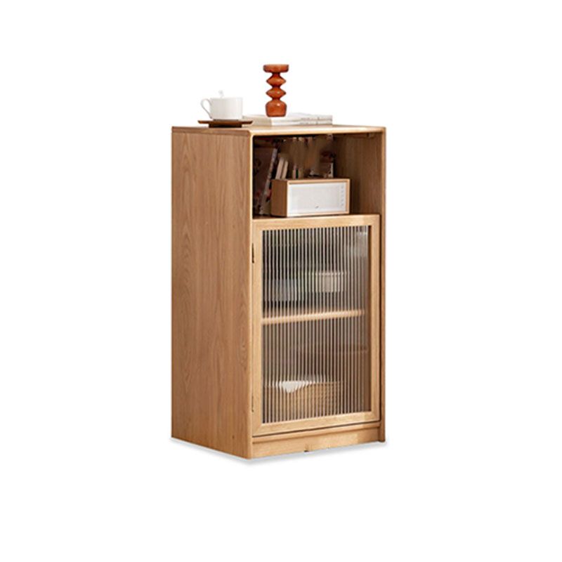 Glass Paned Solid Wood Shelves Included Modern Accent Cabinet