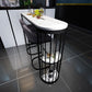 Stone Indoor Industrial Bar Dining Table Black Double Pedestal Bistro Table with Shelve Clearhalo 'Bar Furniture' 'Bar Tables' 'bar_tables' 'furn' 'furn_bar_tables' 'Furniture' 'furniture_bar_tables' 'Kitchen & Dining Furniture' 'kitchen&dining_furn' 'kitchen' 1200x1200_1e4b8799-7f4a-47a3-873f-2c7ee00340ce