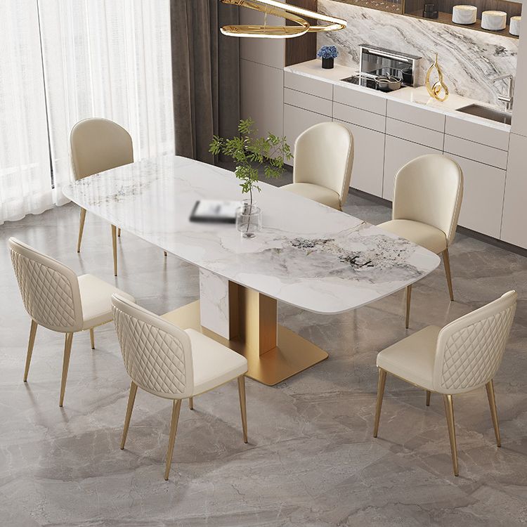 Luxury 1/4/5/7 Pieces Rectangle Dining Set Sintered Stone Top Dining Table with Chairs Clearhalo 'Dining Room Sets' 'Dining Tables & Seating' 'dining_room_set' 'furn' 'furn_dining_room_set' 'Furniture' 'furniture_dining_room_set' 'Kitchen & Dining Furniture' 1200x1200_1e4ba1a3-76fb-4c60-b3b1-54823655dcec