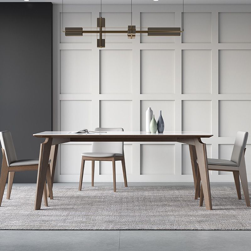 Industrial Style Dining Table Sintered Stone Table with Wooden Legs for Home Use Clearhalo 'Dining Tables & Seating' 'Dining Tables' 'dining_table' 'furn' 'furn_dining_table' 'Furniture' 'Kitchen & Dining Furniture' 1200x1200_1e4bf31f-8586-4663-b11b-85e742866e3b