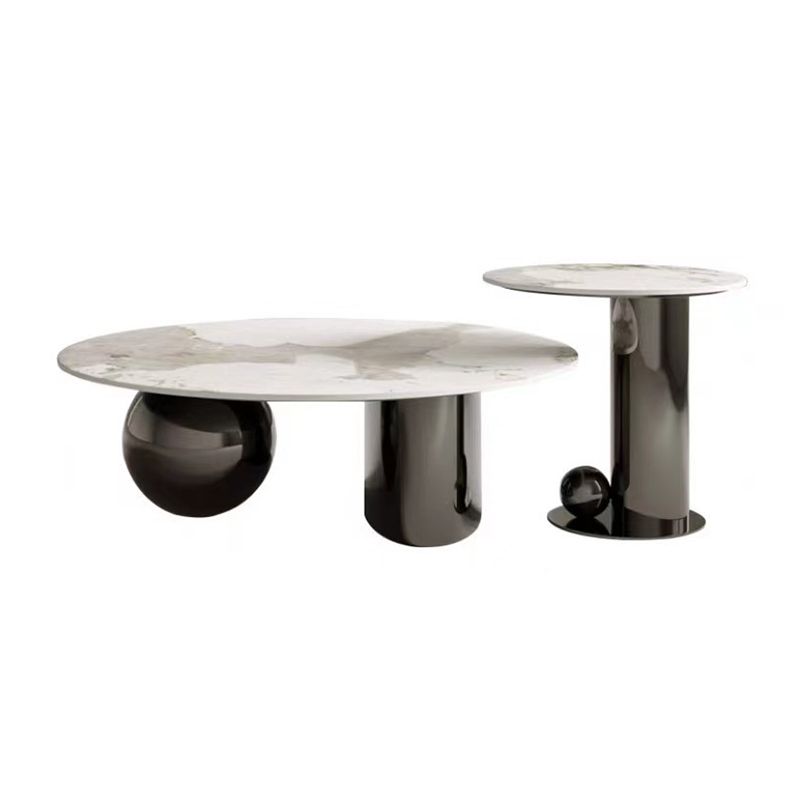 Glam Round Slate Cocktail Table Stainless Steel Abstract Coffee Table Clearhalo 'Coffee & Accent Tables' 'Coffee Tables' 'coffee_tables' 'furn' 'furn_coffee_tables' 'Furniture' 'Living Room Furniture' 1200x1200_1e4de32f-24e7-4b40-8151-698a504daf92