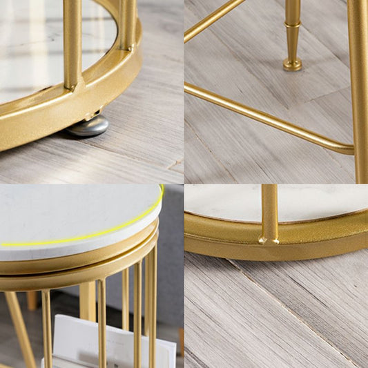 White and Black Glam Style Table in Faux Marble and Metal Coffe Shop Bar Table Clearhalo 'Bar Furniture' 'Bar Tables' 'bar_tables' 'furn' 'furn_bar_tables' 'Furniture' 'furniture_bar_tables' 'Kitchen & Dining Furniture' 1200x1200_1e4f4cec-6feb-4f4d-b807-40119e66a5a0