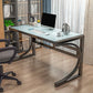 Bureau d'ordinateur contemporain rectangulaire bureau de bureau en verre avec support de moniteur