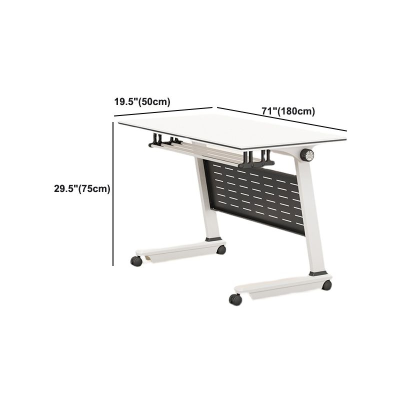 Bureau de bureau en bois moderne avec roues de roues roues blancs de bureau rectangulaire blanc pour le bureau