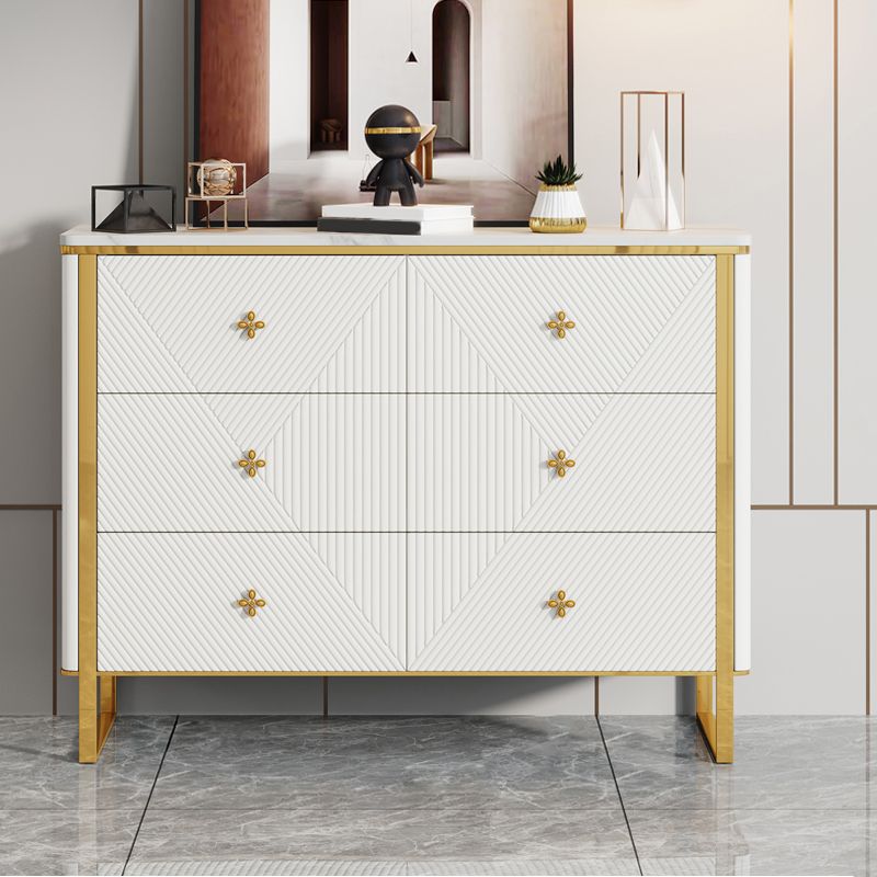Cómoda doble horizontal Glam, cómoda de almacenamiento de piedra para dormitorio