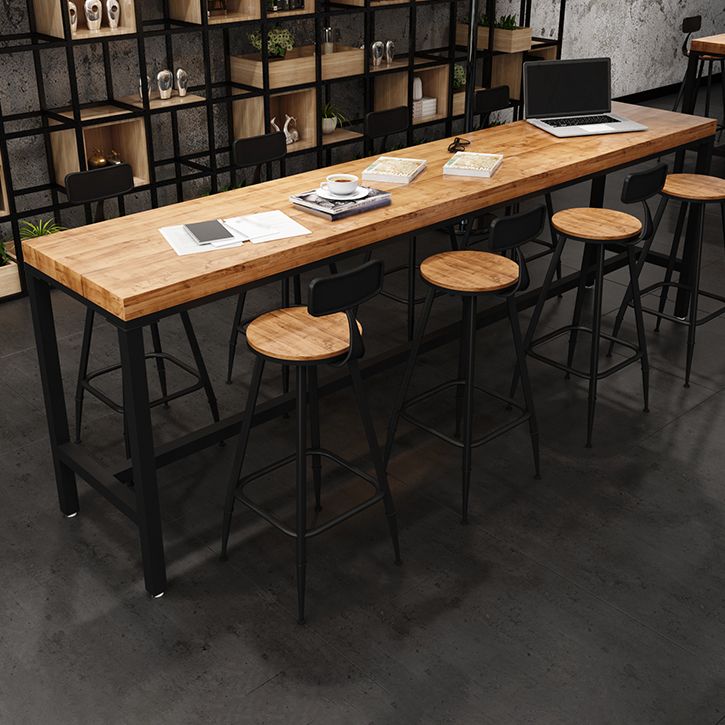 Industrial Rectangle Bar Dining Table Solid Wood Bar Dining Table with Trestle Base Clearhalo 'Bar Furniture' 'Bar Tables' 'bar_tables' 'furn' 'furn_bar_tables' 'Furniture' 'Kitchen & Dining Furniture' 1200x1200_1e53ba18-80d0-4810-8375-5c9e67dd08c5