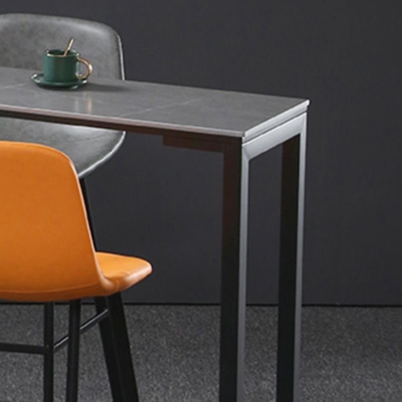 Contemporary Bar Dining Table Rectangle Bar Table Metal Base with Shelves in Grey Clearhalo 'Bar Furniture' 'Bar Tables' 'bar_tables' 'Furniture' 'furniture_bar_tables' 'Kitchen & Dining Furniture' 'kitchen&dining_furn' 'kitchen' 1200x1200_1e563e5b-e921-4068-a65d-7f5732917f75