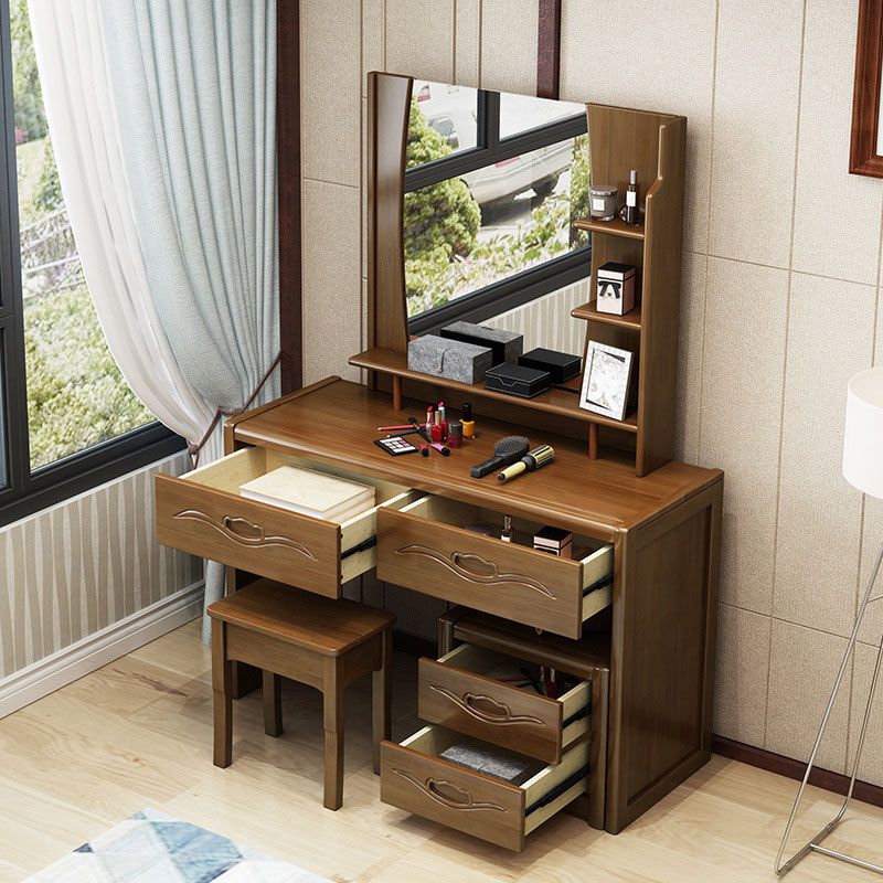 Traditional Bedroom Solid Wood 4 Drawer Standing Make-up Vanity Clearhalo 'Bedroom Furniture' 'furn' 'furn_makeup_vanities' 'Furniture' 'Makeup Vanities' 'makeup_vanities' 1200x1200_1e56a7f9-6e37-4929-84a7-cc8dd3fad096