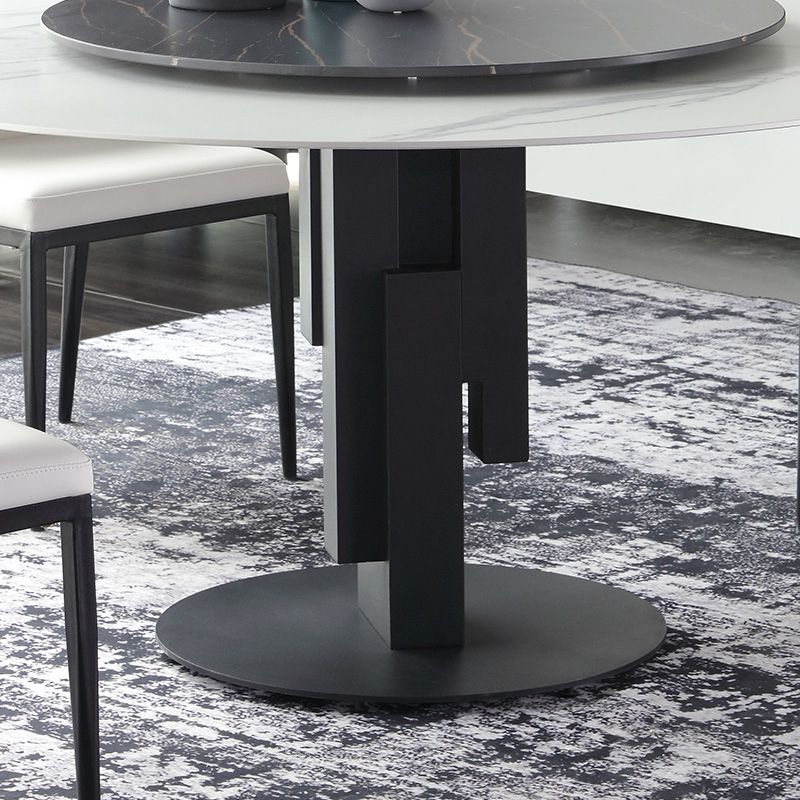 Modern Round Dinette Set 1/4/7 Pieces Sintered Stone Top Dining Table Set with Turntable Clearhalo 'Dining Room Sets' 'Dining Tables & Seating' 'dining_room_set' 'furn' 'furn_dining_room_set' 'Furniture' 'furniture_dining_room_set' 'Kitchen & Dining Furniture' 1200x1200_1e57ac35-868f-44cf-b004-b3f00c0216f1