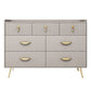 Cómoda de madera fabricada con almacenamiento Glam y 6/7 cajones