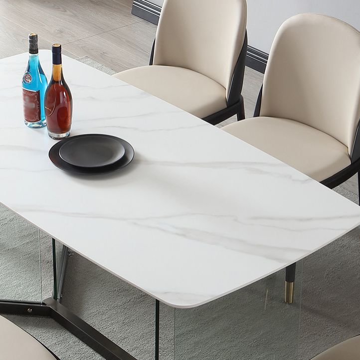 Designer Style Sintered Stone Dining Set Rectangle 1/2/5/7 Pieces Dining Room Table Set Clearhalo 'Dining Room Sets' 'Dining Tables & Seating' 'dining_room_set' 'furn' 'furn_dining_room_set' 'Furniture' 'furniture_dining_room_set' 'Kitchen & Dining Furniture' 1200x1200_1e588980-4587-4088-bcfd-f11161469d25