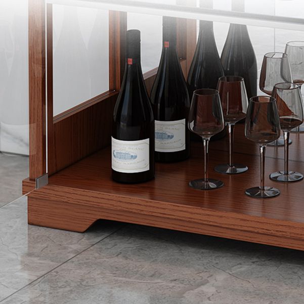 Portes en verre en bois massif du buffet moderne Armoires de verrouillage salon avec lumières LED