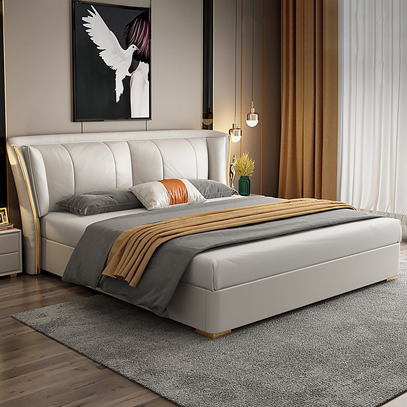 Modern & Contemporary Standard Bed Pine Wood Bed Frame with Metal Legs