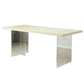Wood Top Dining Table Double Pedestal Table for Home Kitchen Dinner
