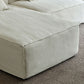 Cotton Blend Square Arm Sectional Sofa 25.6"High Cushion Back Sofa,White