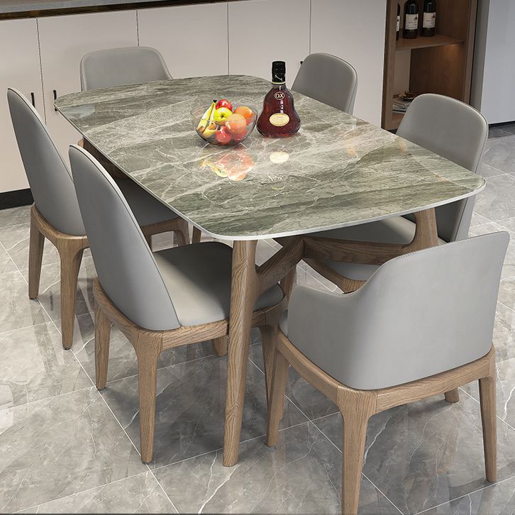 Modern Dining Table Set Sintered Stone Dining Table Rectangular Dining Table with Solid Wood Base Clearhalo 'Dining Room Sets' 'Dining Tables & Seating' 'dining_room_set' 'furn' 'furn_dining_room_set' 'Furniture' 'furniture_dining_room_set' 'Kitchen & Dining Furniture' 'kitchen&dining_furn' 'kitchen' 1200x1200_1e5c0682-ec1a-4db9-b5d2-b554f3257137