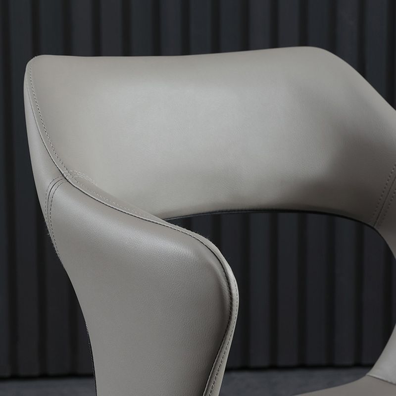 Contemporary Open back Arm Chair Leather Dining Chair with Black Legs Clearhalo ' kitchen&dining_furn' 'Dining Chairs' 'Dining Tables & Seating' 'dining_chair' 'furn' 'furn_dining_chair' 'Furniture' 'furniture_dining_chair' 'Kitchen & Dining Furniture' 'kitchen' 1200x1200_1e5c1c79-9540-4e31-96dd-1937d88380d3