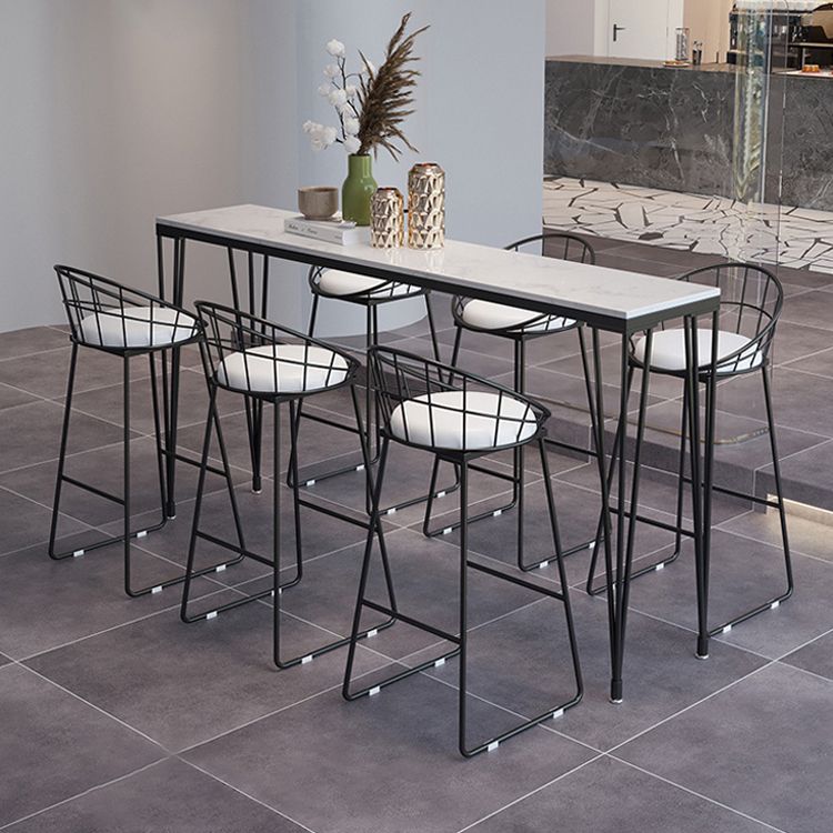 Modern Marble Bar Table with Rectangle Table Top Black Legs Table - 42" H Clearhalo 'Bar Furniture' 'Bar Tables' 'bar_tables' 'furn' 'furn_bar_tables' 'Furniture' 'furniture_bar_tables' 'Kitchen & Dining Furniture' 1200x1200_1e5c860f-6842-4c57-91fd-cc1a8043c058