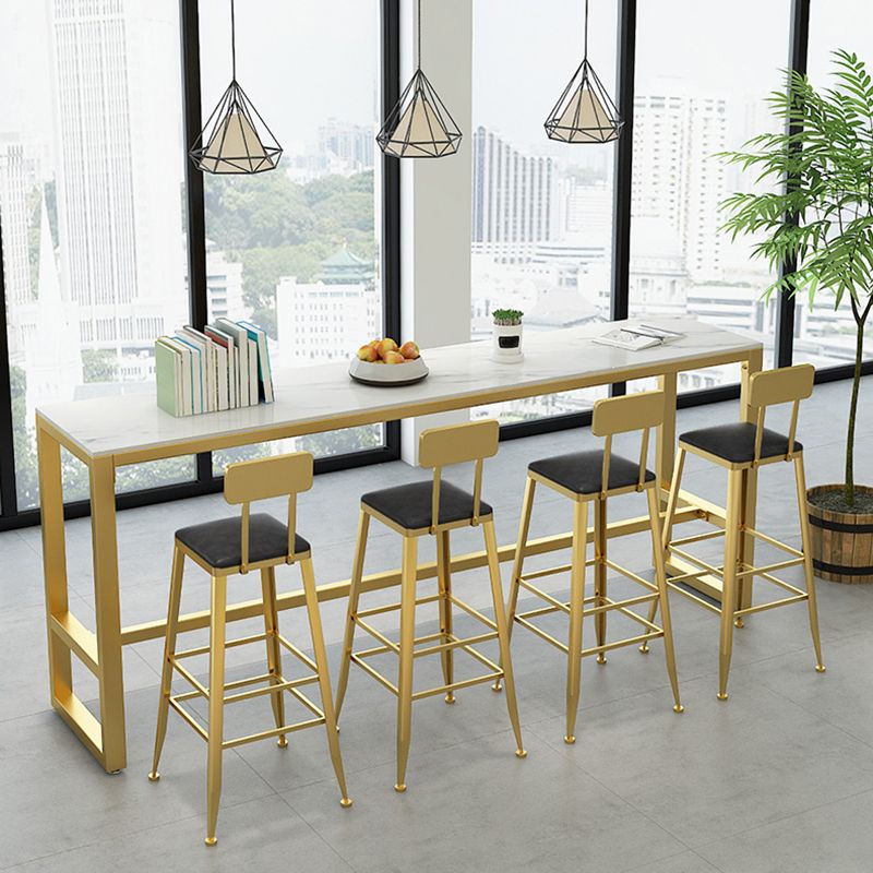 Table de bar rectangulaire en pierre Glam, hauteur de bar, pour l'intérieur