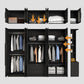 Black Glass Door Cabinet for Bedroom Contemporary Interior Storage Cabinet