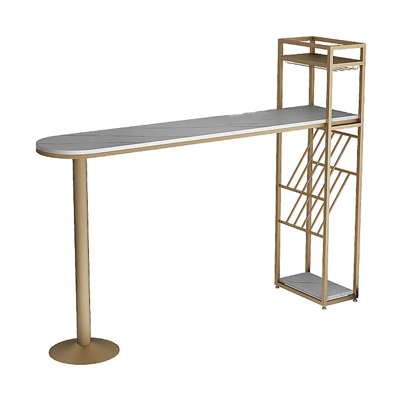 Glam Style Gold Iron Bar Table 41.3"H Faux Marble White Top Bistro Table with Wine Rack Clearhalo 'Bar Furniture' 'Bar Tables' 'bar_tables' 'Furniture' 'furniture_bar_tables' 'Kitchen & Dining Furniture' 'kitchen&dining_furn' 'kitchen' 1200x1200_1e60cf59-7ac9-48ad-ba44-3c4ff89adedf