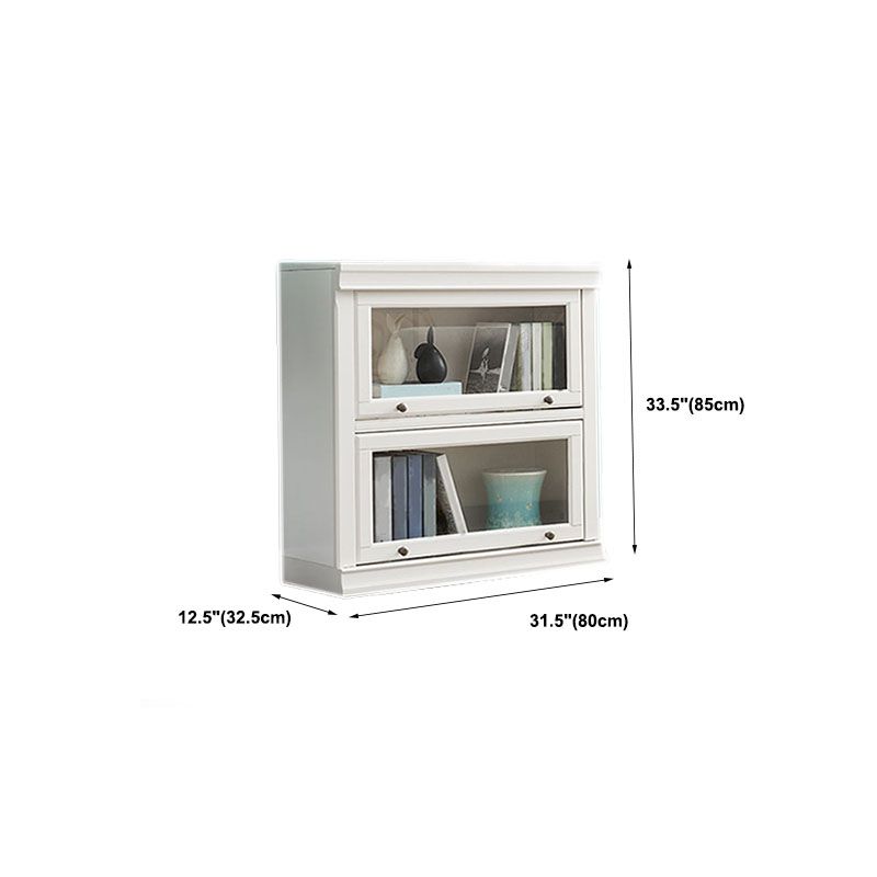 Libreria moderna di stoccaggio chiuso da 12,5 "W White Wohi Legno scaffale con porte di vetro