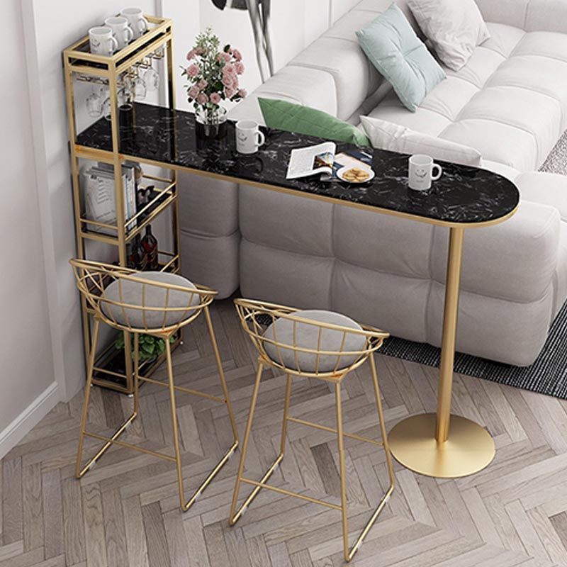 Glam Style Bar Table 42-inch Height Artificial Marble Top and Iron Pedestal Pub Table Clearhalo 'Bar Furniture' 'Bar Tables' 'bar_tables' 'furn' 'furn_bar_tables' 'Furniture' 'furniture_bar_tables' 'Kitchen & Dining Furniture' 1200x1200_1e629cb4-9cfd-47d5-9b0c-366bfb81029c