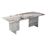 シンプルさ長方形ダイニングテーブル焼結石トップ透明アクリルベーステーブル