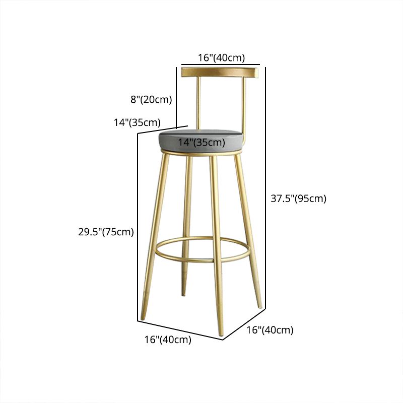 Glam Low Back Bar and Counter Stool Round Stool with 4 Gold Legs Clearhalo 'Bar Furniture' 'Bar Stools' 'bar_stools' 'furniture_bar_stools' 'Kitchen & Dining Furniture' 'kitchen&dining_furn' 'kitchen' 'kitchen_furn' Furniture' 1200x1200_1e63c789-4424-46f1-abb3-988cd7705c45