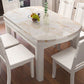 Moderne ronde witte stenen top intrekbare eettafel met 4 rubberwood benen