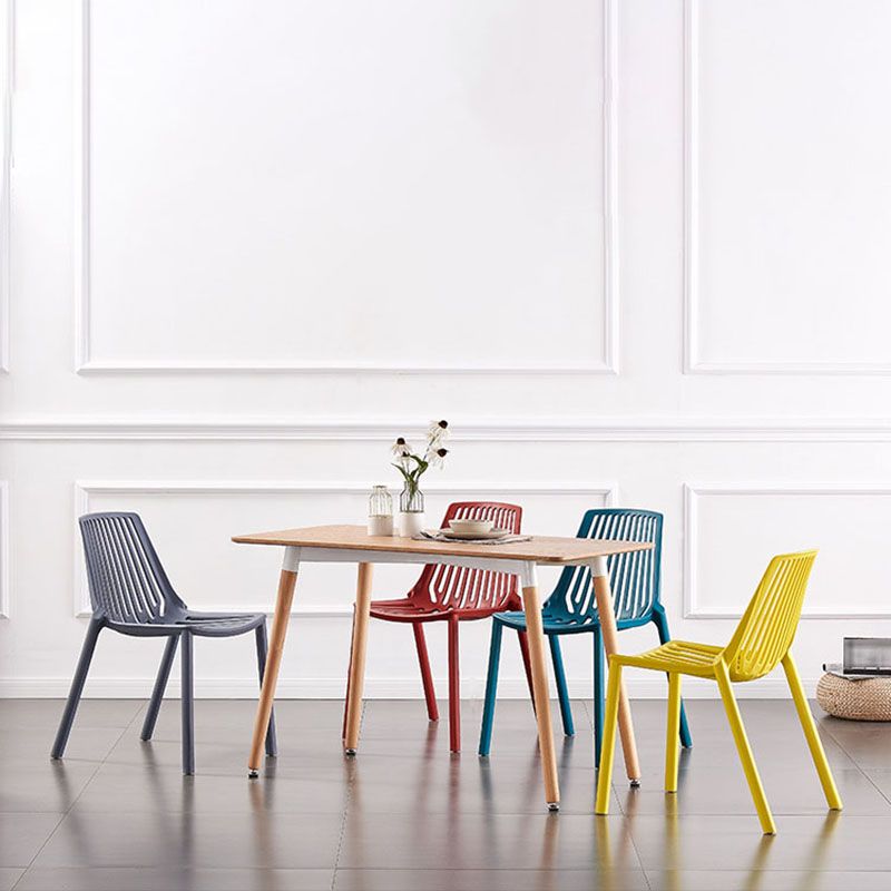Modern Chairs Dining Stackable Armless Chairs with Plastic Legs for Kitchen Clearhalo 'Dining Chairs' 'Dining Tables & Seating' 'dining_chair' 'furn' 'furn_dining_chair' 'Furniture' 'furniture_dining_chair' 'Kitchen & Dining Furniture' 1200x1200_1e67622e-db3c-44dc-9f9b-90a67a37bf44
