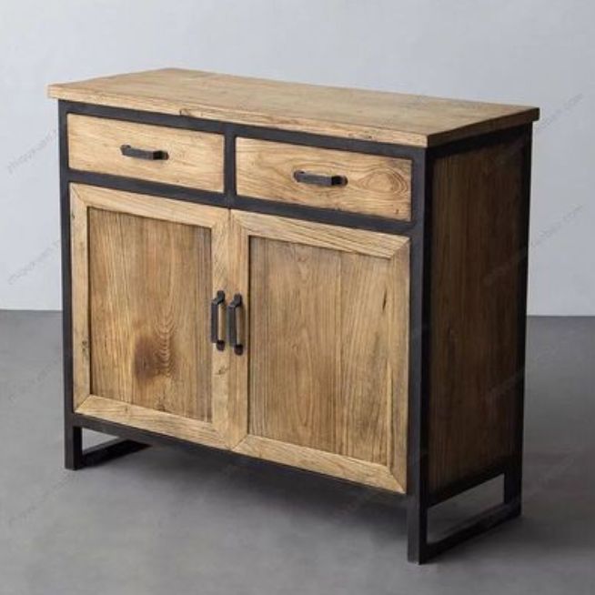 Industrial Natural Solid Wood Cabinet with Shelf and 2 Doors Clearhalo 'Cabinets & Chests' 'cabinets_chests' 'furn' 'furn_cabinets_chests' 'Furniture' 'Living Room Furniture' 1200x1200_1e6a127e-719b-407b-84ec-ed1b32251a28