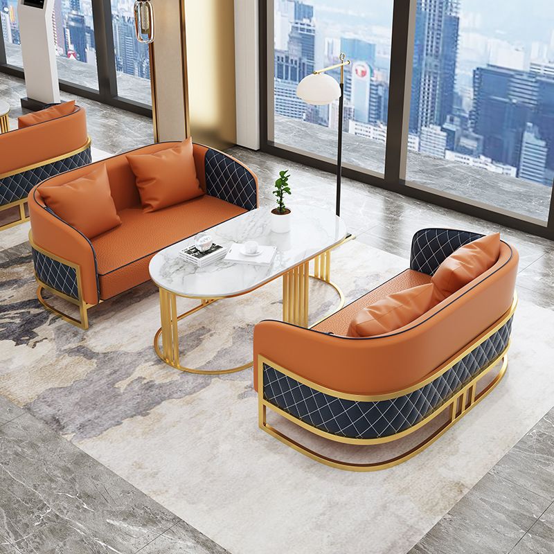 Contemporary Leather Sofa Sloped Arm Standard Sofa with Pillow Clearhalo 'furn' 'furn_sofas' 'Furniture' 'Living Room Furniture' 'Sofa' 'sofas' 1200x1200_1e6e70d7-ad62-4584-9d5c-5e7393b9fa20