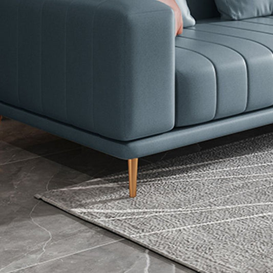 Blue Faux Leather Square Arm Contemporary Sofa with Stain Resistant and Slipcovered Clearhalo 'furn' 'furn_sofas' 'Furniture' 'furniture_sofas' 'Living Room Furniture' 'Sofa' 'sofas' 1200x1200_1e6e99e9-480d-43a7-acbe-1ea3ad5eb8d4