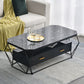 17.7" H Glam Rectangle Coffee Table Iron Frame Cocktail Table with 2 Drawers