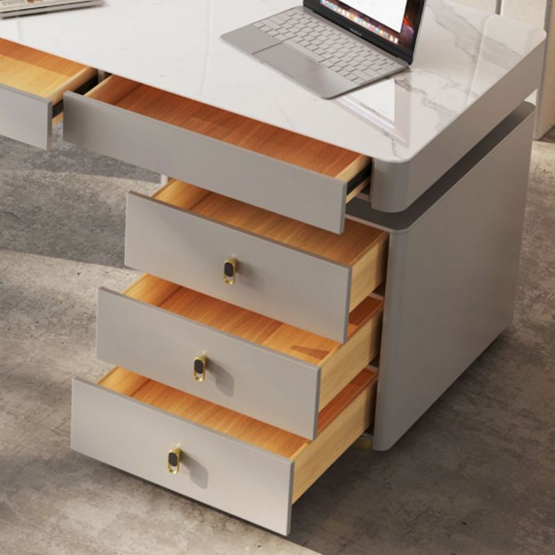 Rectangle Stone Top Office Desk Glam Writing Desk with Drawers for Office Clearhalo 'furn' 'furn_office_desk' 'Furniture' 'Office Desks' 'Office Furniture' 'office_desk' 1200x1200_1e7292ce-1d0e-41c9-b4d8-da424c08033e