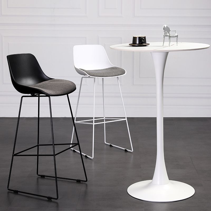 Contemporary Upholstered Backrest Armless Bar Stools with Metal Base