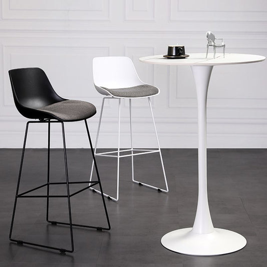Contemporary Upholstered Backrest Armless Bar Stools with Metal Base