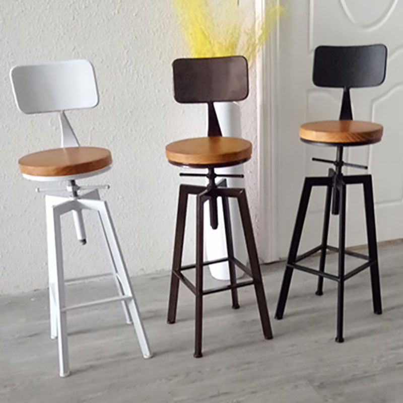 Armless Rotatable Bar Chair Modern Round Seat Bar Stool with Metal Footrest Clearhalo 'Bar Furniture' 'Bar Stools' 'bar_stools' 'furn' 'furn_bar_stools' 'Furniture' 'Kitchen & Dining Furniture' 1200x1200_1e735c02-0276-4db6-b97f-01eed2173d5d