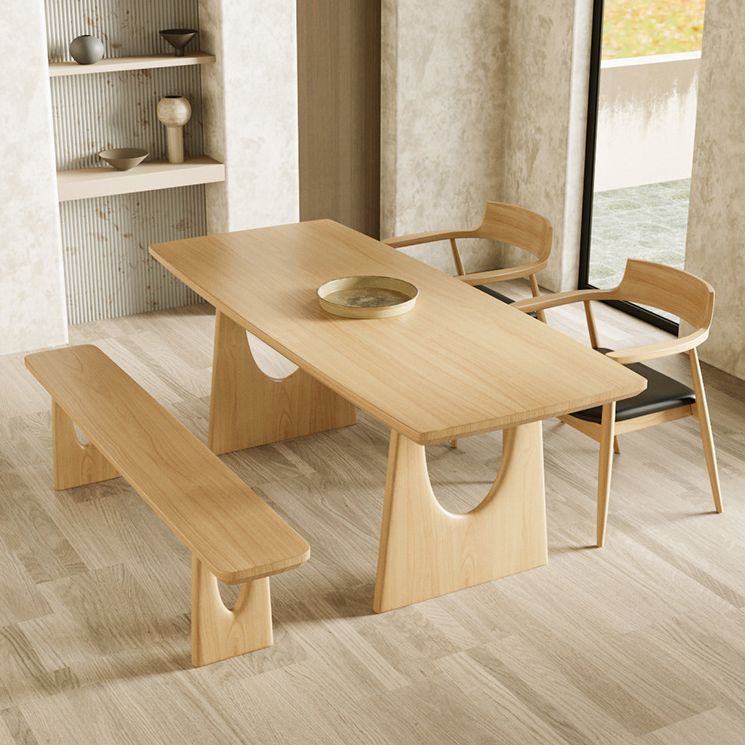Solid Wood Dining Set 1/2/4/5/7 Pcs Double Pedestal Table with Bench and Chairs Clearhalo 'Dining Room Sets' 'Dining Tables & Seating' 'dining_room_set' 'furn' 'furn_dining_room_set' 'Furniture' 'Kitchen & Dining Furniture' 1200x1200_1e73df4c-708f-4fc1-9d96-7d0633780a9d