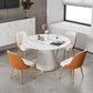 Table à manger ronde contemporaine, plateau en pierre frittée blanche, guéridon pour la maison