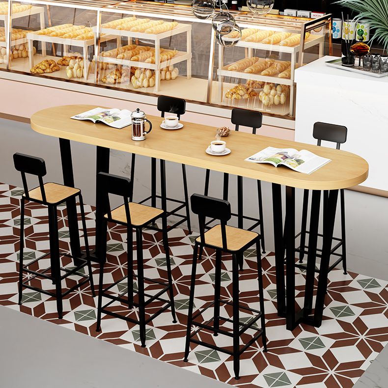 Coffee Shop Glam Bar Height Table Double Pedestal Solid Wood Hall/Pub Table Clearhalo 'Bar Furniture' 'Bar Tables' 'bar_tables' 'furn' 'furn_bar_tables' 'Furniture' 'Kitchen & Dining Furniture' 1200x1200_1e769db2-bfb7-4105-95f7-1efe048c105f