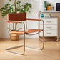 Modern Dining Accent Chair Faux Leather en Metal Dining Arm stoel