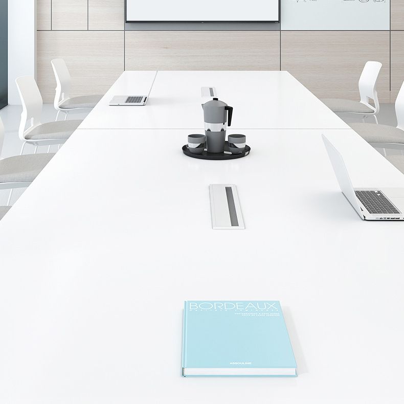 Hedendaagse stijl kantoorbureau met kabelbeheer rechthoekig gefabriceerd houten bureau