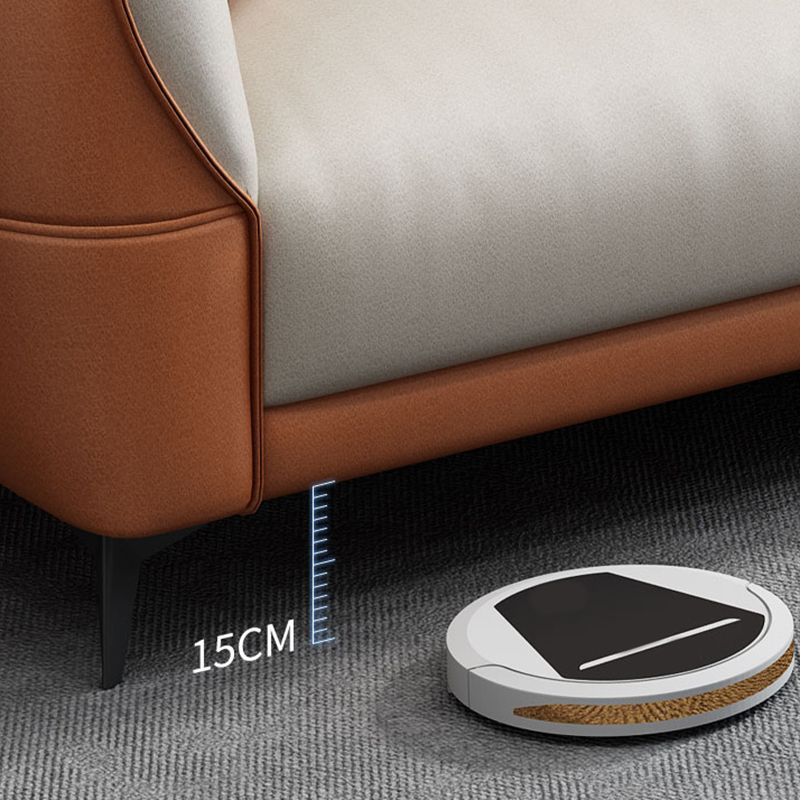 Scandinavian Stationary Faux leather Square Arm Cushion Back Sofa & Chaise